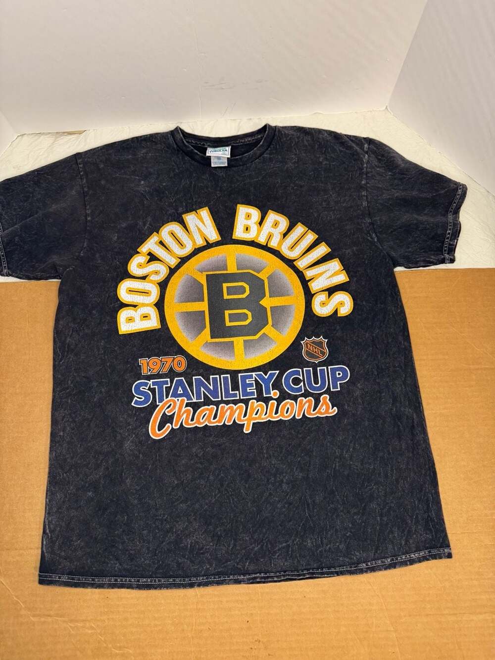 '47 Brand Boston Bruins 1970 Stanley Cup Champions Vtg Tubular Black T-Shirt L
